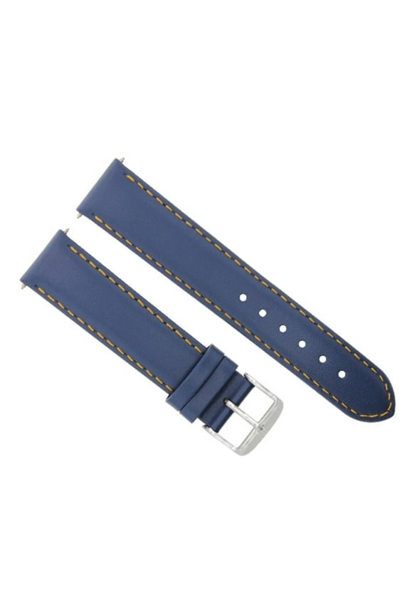19MM SMOOTH LEATHER WATCH STRAP BAND FOR 34MM ROLEX DATE 15000 BLUE ORANGE STIT