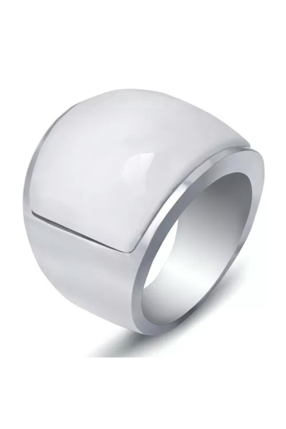 19MM Silver/Gold Bands Gift Stainless Steel Men's White/Red Opal Ring Size 7-12