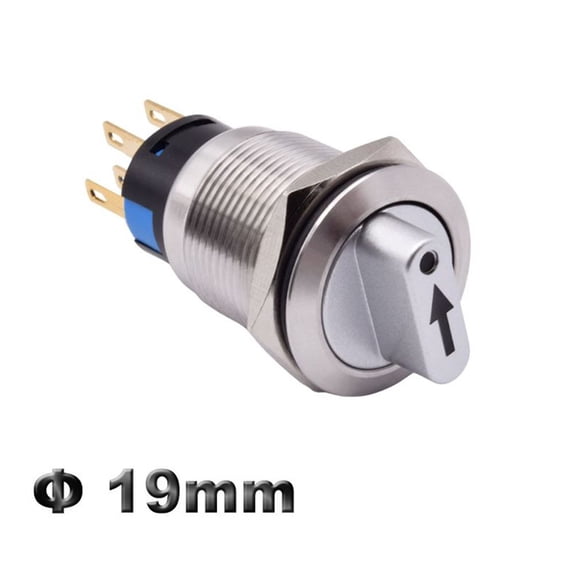 19Mm 3-Position Metal Selector Rotary Switch With LED Light, Stainless Steel Locking Push Button For Industrial Control Panels, 1NO1NC, 12-24V/110-220V Optional(white12-24V)