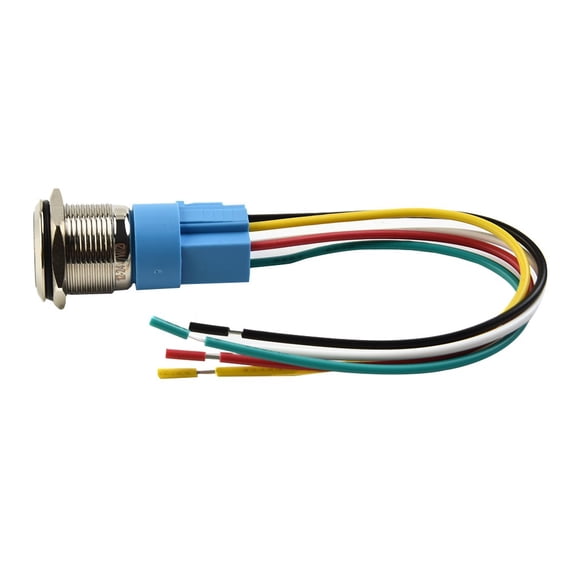 19Mm Latching Push Button Switch 12V Dc On Off Stainless Steel Led Self-Locking White