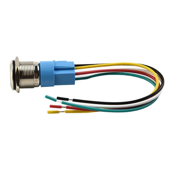 19Mm Latching Push Button Switch 12V Dc On Off Stainless Steel Led Self-Locking White