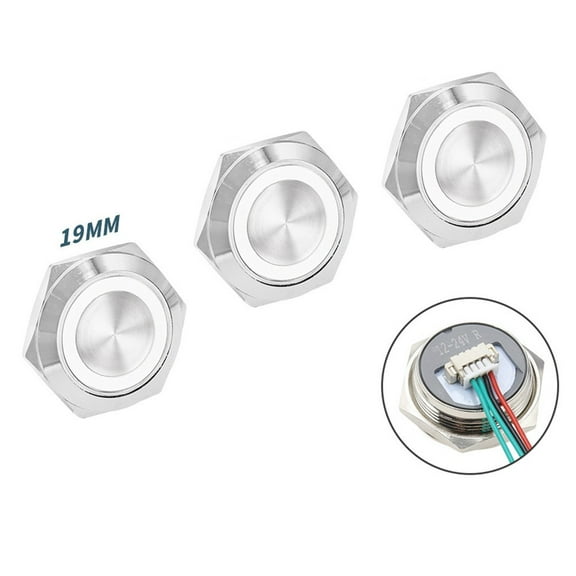 19Mm Momentary Push Button Switch With Wire Waterproof For Led Light 12V 24V