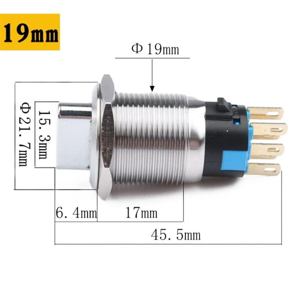19Mm Rotary Switch Latching 3 Positions 2No 2Nc 12-24V With Wire Socket Green YIWEI
