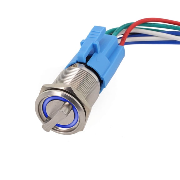 19Mm Selector Rotary Switch Latching 3 Positions 2No 2Nc 12-24V With Wire Socket