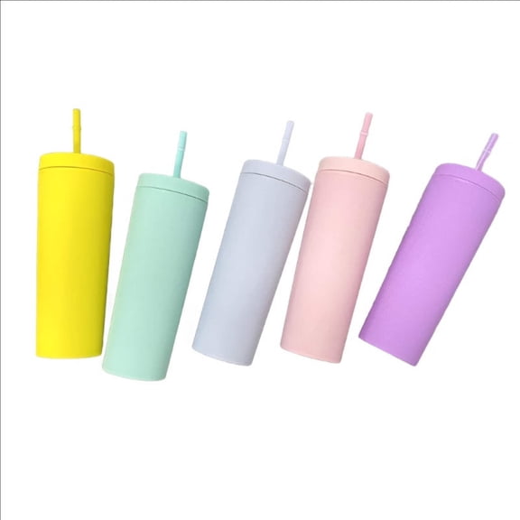 19OZ XL Pastel Straight Blank Tumblers, 19 oz Matte Tumblers, Double Wall Acrylic Tumbler With Straw and Screw Lid Multiple colors.