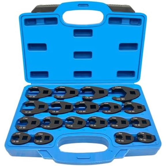 19PC 3/8 and 1/2 Drive Jumbo Crowfoot Flare Nut Wrench Set, Metric Tool 8 to 32 mm Sizes,Flare Nut Wrench set for 3/8in and 1/2in Drive Ratchet.$$Tools & Hardware Other