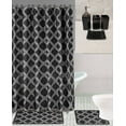 thumbnail image 1 of 19PC Bathroom Set Embroidery Banded Honey Black Washable Rubber Backing Anti Slip Includes 2 Bath Rug/Math + 1 Shower Curtain + 12PC Rings Covered + 4 Accesories Ceramic, 1 of 2
