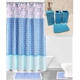 thumbnail image 1 of 19PC COMPLETE BATHROOM BATH MATS SHOWER CURTAIN WITH CERAMIC ACCESSORIES with Jacquard Woven Fabric, 1 of 22