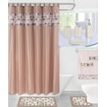 thumbnail image 1 of 19PC DIAMOND TAUPE BATHROOM SET WASHABLE RUBBER BACKING ANTI SLIP INCLUDES 2 BATH RUG/MATH + 1 SHOWER CURTAIN + 12PC RINGS COVERED + 4 ACCESSORIES CERAMIC, 1 of 1