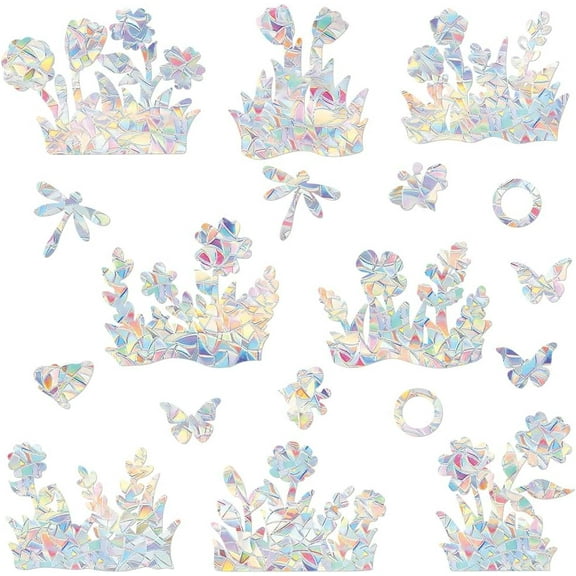 19PCS Flowering Shrub Window Stickers Butterfly Window Decals for Bird Strikes Shining Anti-Collision Window Clings People Bird Strike on Glass