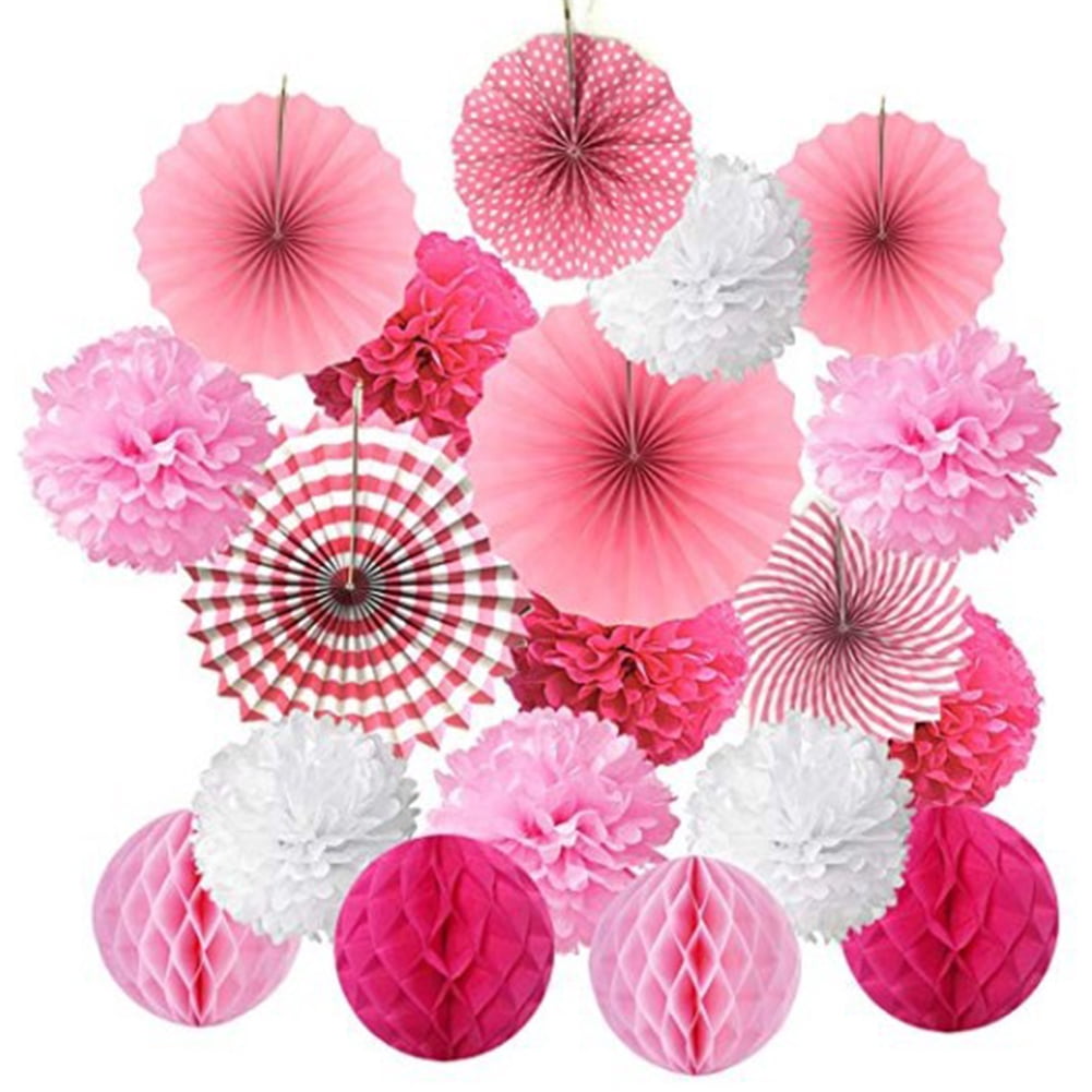 19PCS Honeycomb Balls Tissue Paper Fans Party Honeycomb Ball Fans Wall ...
