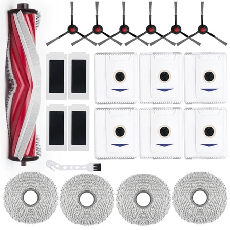 19Pack Replacement Parts Accessories for Eufy L60/L60 Hybrid/L60/L50 Series Robot Vacuums Kit, 1 Main Roller Brush, 4 Hepa Filters, 6 Side Brushes, 6 Dust Bags, 1 Screwdriver, 1 Clean Tool