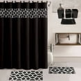 thumbnail image 1 of 19Pc Bathroom Set Curtain Ceramic 70" X 72" Black Geometric, 1 of 1