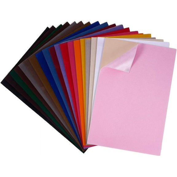 19Pcs 8.3x11.8 Mixed Color Velvet Fabric Sticky Back Adhesive Back Sheets A4 Self-Adhesive Velvet Fabric Sheet Water Resistant