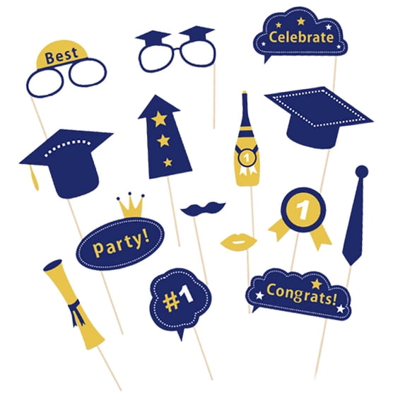 19Pcs Graduation Photo Props Grad s Class of 2023 Party Supplies Props Selfie Photography Props Party Favors Style B