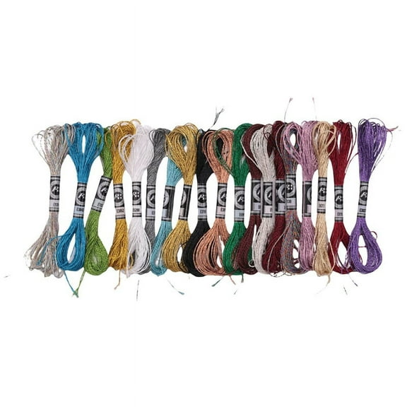 19Pcs Metallic Embroidery Skein Threads Multi-Color Embroidery Floss Glitter Embroidery Thread - Thread