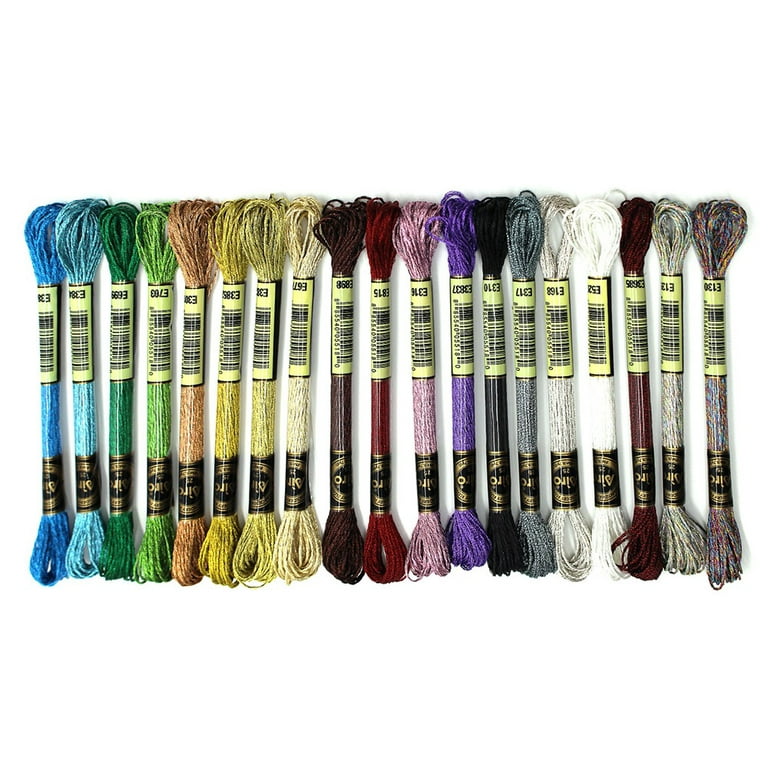 19Pcs Metallic Embroidery Skein Threads Multi-Color Embroidery Floss