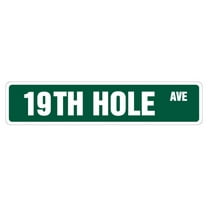 19TH HOLE Street Sign golfer golf clubs balls drinker | Indoor/Outdoor |  36" Wide