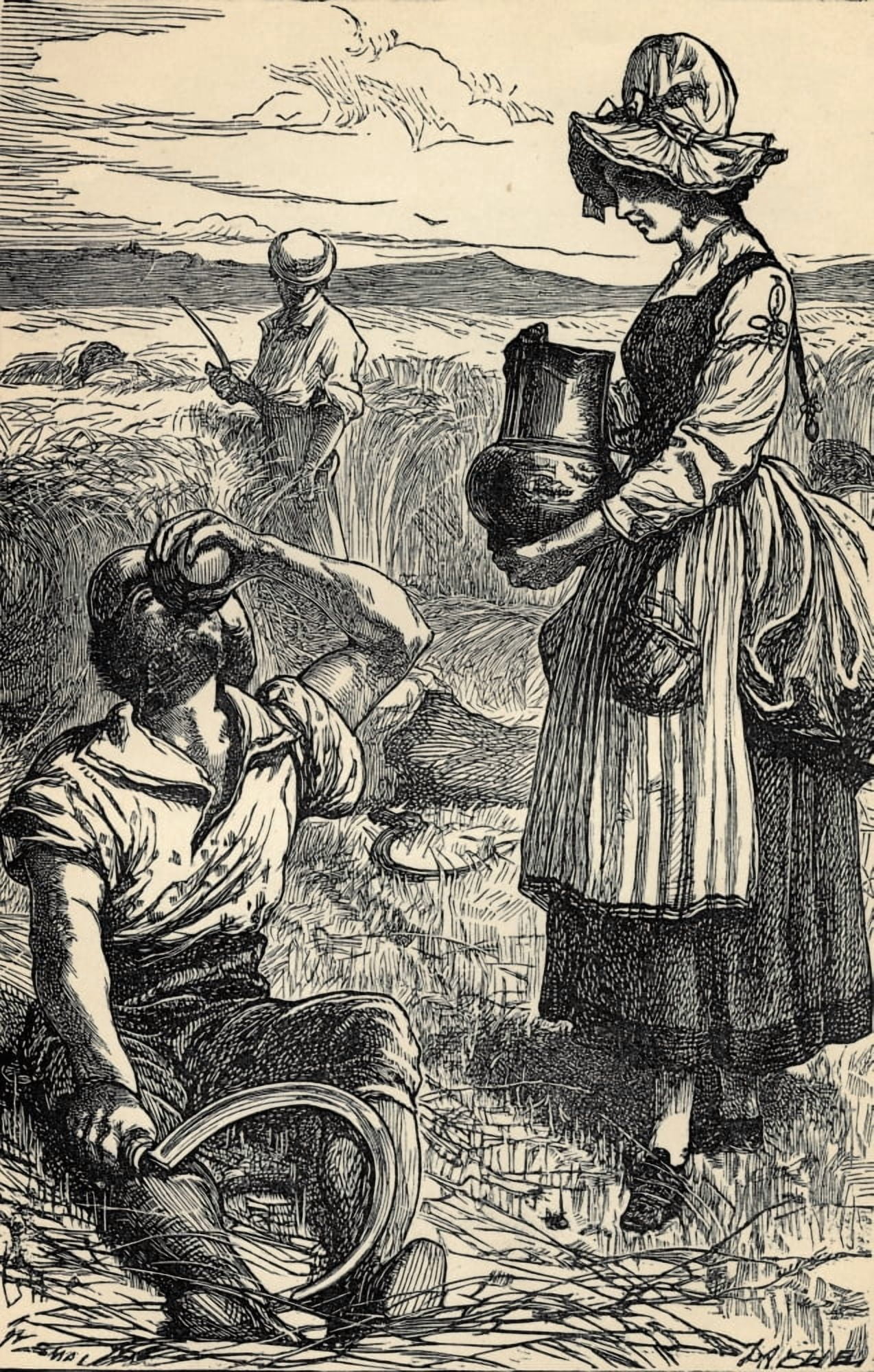 19Th Century Field Workers Reaping Wheat Harvest Canvas Art - Ken Welsh Design Pics (12 x 19)