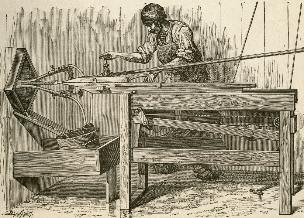 19Th Century Machine For Making Files From El Museo Popular Published Madrid 1889 Canvas Art - Ken Welsh  Design Pics (16 x 12)