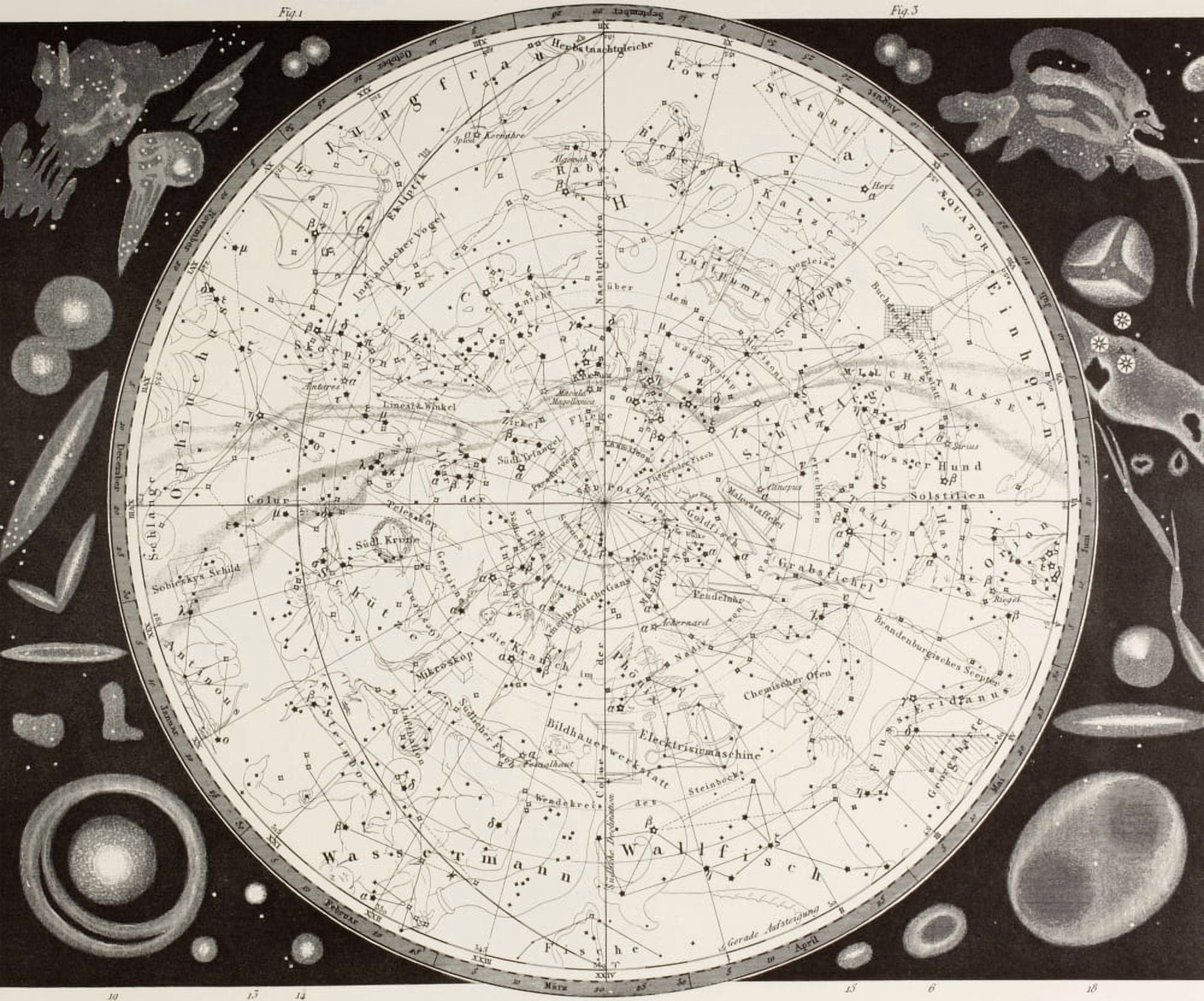 19Th Century Map Of The Southern Heavens Canvas Art - Ken Welsh Design Pics (16 x 13)