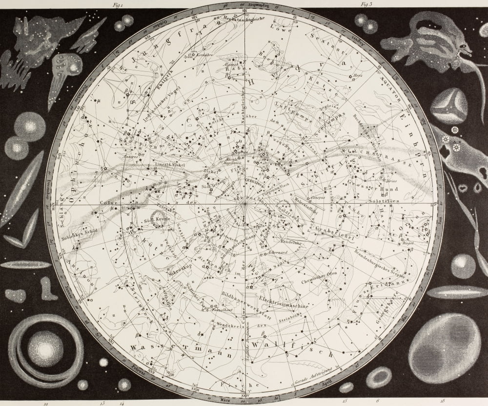 19Th Century Map Of The Southern Heavens Canvas Art - Ken Welsh Design Pics (32 x 26)