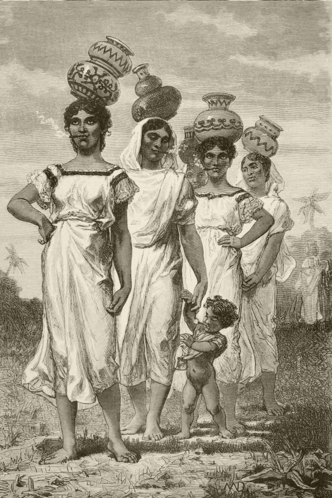 19Th Century Paraguayan Country Girls From A 19Th Century Illustration Canvas Art - Ken Welsh Design Pics (11 x 17)