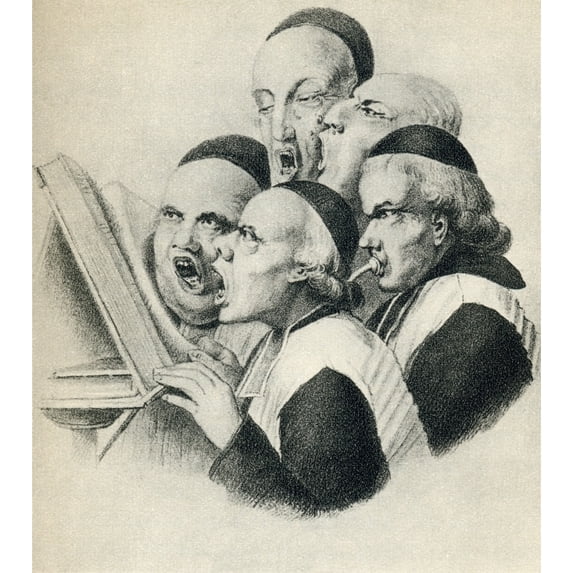 19Th Century Satirical Cartoon Showing Singing Dutch Clerics. From Geschiedenis Van Nederland Published 1936. by Ken Welsh / Design Pics