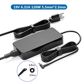 19V 6.32A 120W 5.5mm*2.5mm Laptop AC Adapter Charger for MSI N55SL N56DP N56DY X750JB G71G G71Gx-Rx05 G71V Essentio CS5111 G551JM-DH71 ADP-120RH B N550JX-DS71T N550JK-CN296H N550JK-CN299H N55 N55S