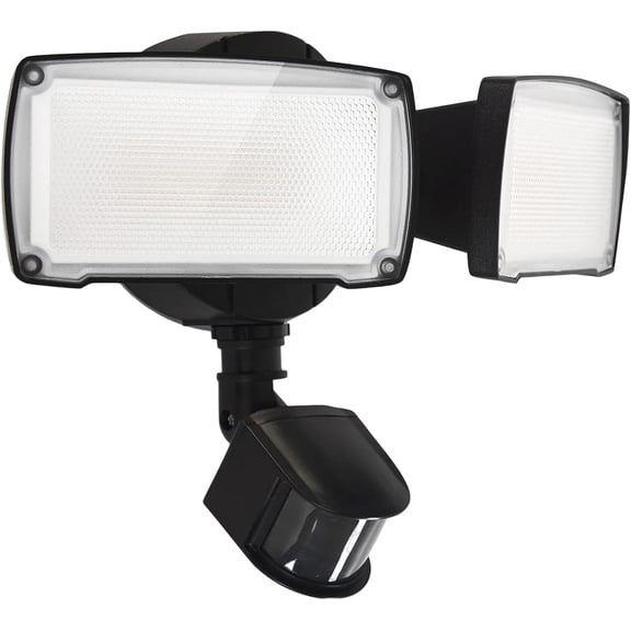 19W LED Flood Light Motion Sensor Outdoor, 2 Adjustable Head, 2000LM, 5000K, IP65 Waterproof, Dusk to Dawn Security Light with Photocell for Exterior,Outside,Garage,House(Black)