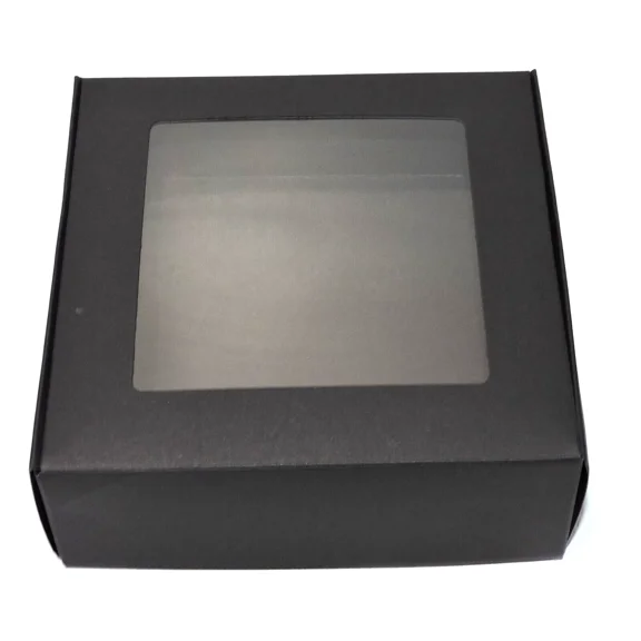 19X Lot Clear Window 5"X5"X1.75" Kraft Paper Black Box Food Gift Favor Party New