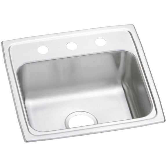 Elkay, Gourmet Pacemaker, Single Bowl Top Mount Sink with 3 Faucet Holes, PSR19183, L: 19" W: 18" H: 7-1/8", Stainless Steel