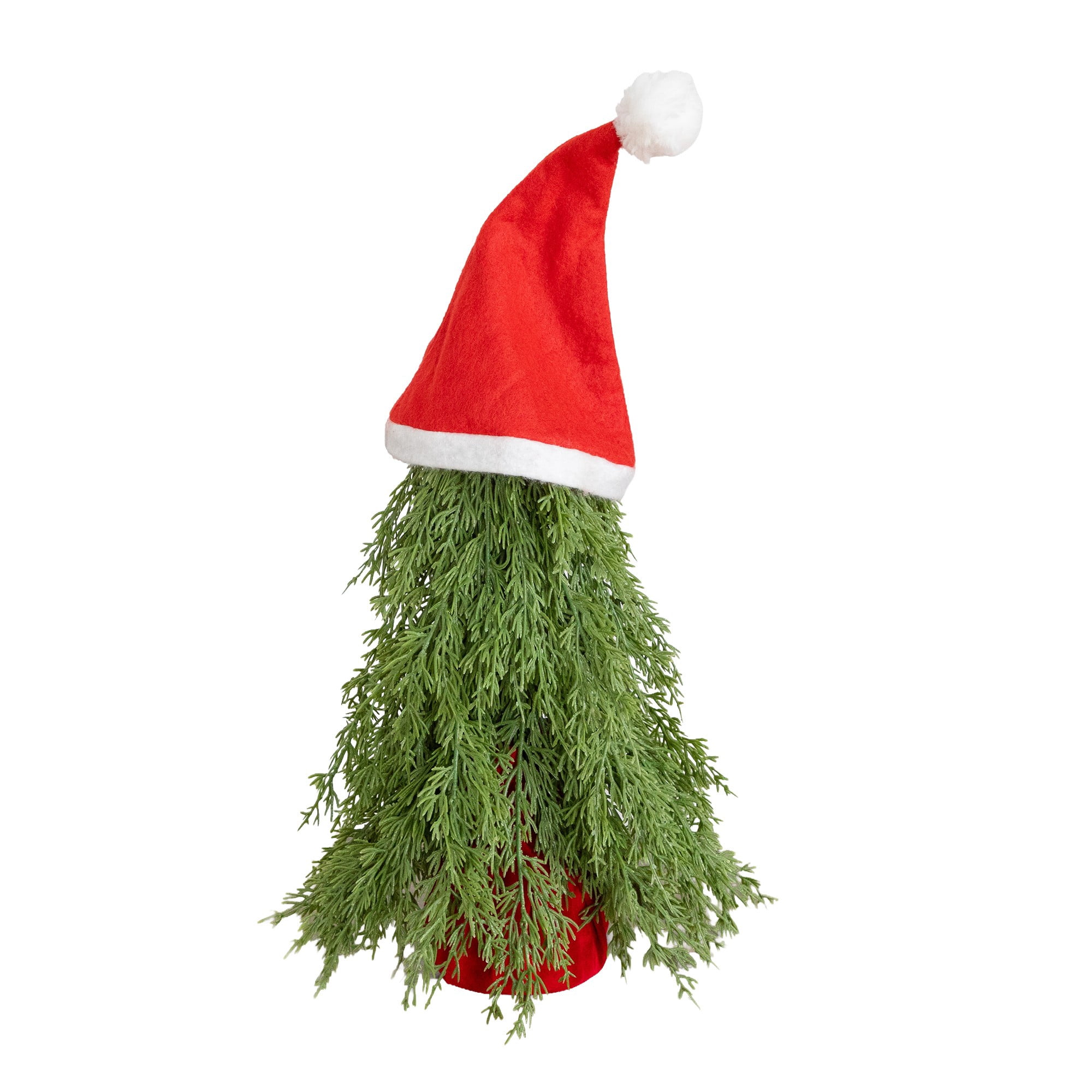 19in. Artificial Down Swept Christmas Tree with Santa Hat Topper
