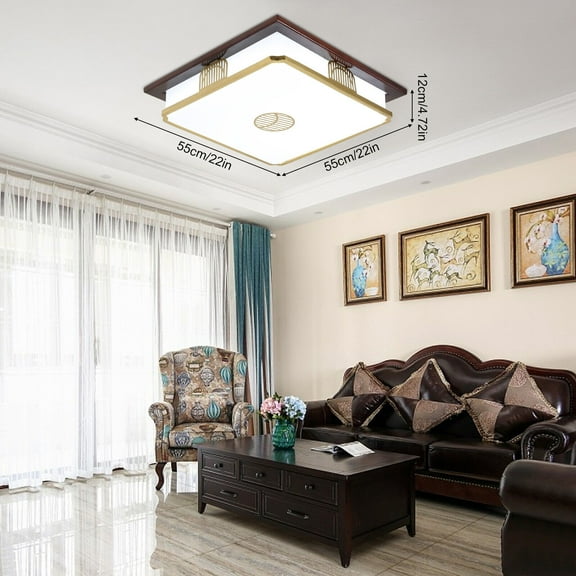 19in Ceiling Light Square Flush Mount Chandelier Ceiling Lamp W/ Remote Dimmable