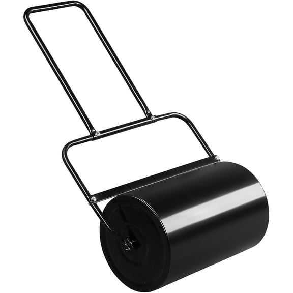 19in Lawn Grass Roller,Tow Behind Water/Sand Filled Lawn Sod Rollers,Heavy Duty Steel Sod Roller,Cylindrical Iron Lawn Roller,with U-Shaped Handle,for Garden, Lawn, Park, Backyard, Farm (Black)