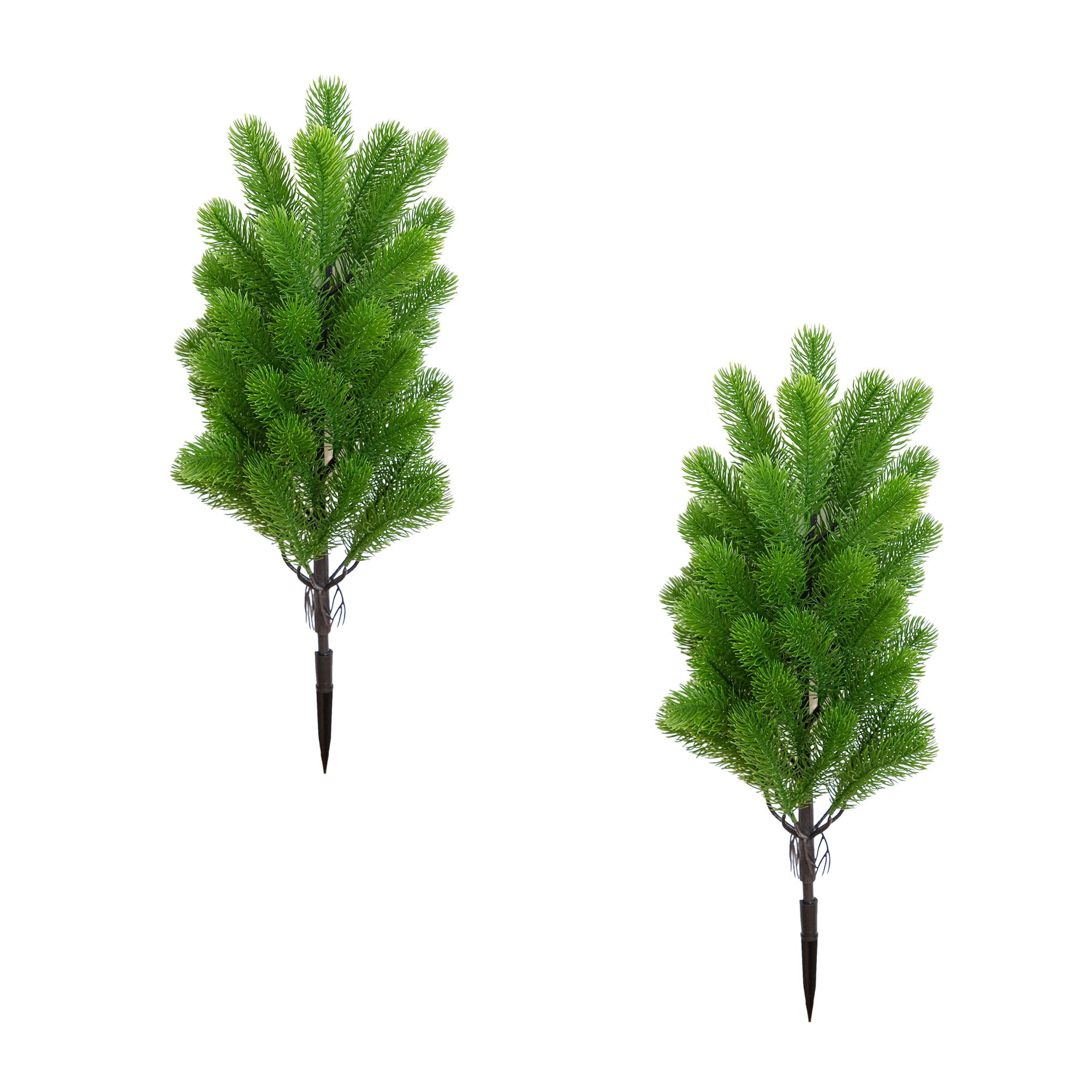 19in. UV Resistant Artificial Christmas Pine with Stake (Indoor/Outdoor) - Set of 2