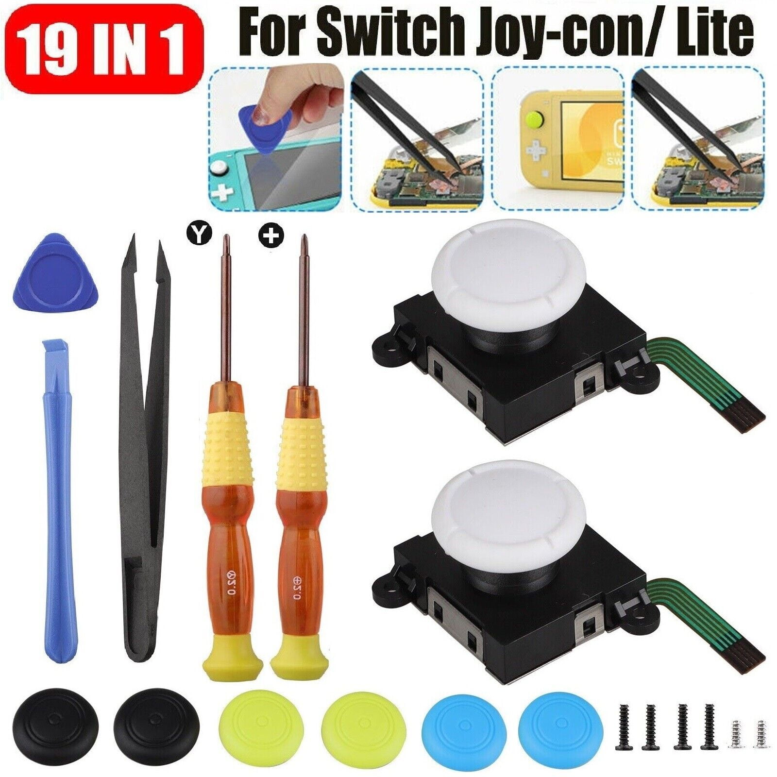 19in1 for Nintendo Switch Lite Joystick Repair Tool Set w/3D Analog Sensor Stick