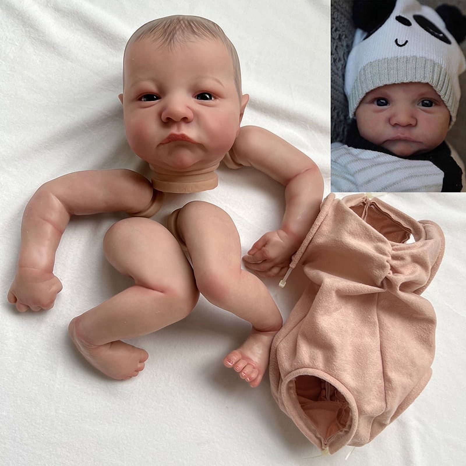 19inch Already Painted Reborn Doll Parts Levi Awake Lifelike Baby 3D Painting with Visible Veins Cloth Body Included Walmart