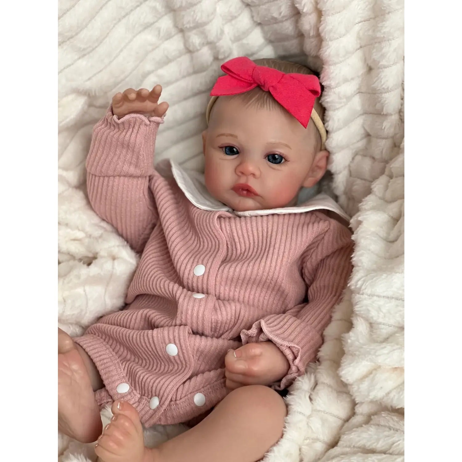 19inch  Meadow Reborn Baby Doll Newborn Baby Size Real Picture Handmade 3D Skin Painted Hair Visible Veins