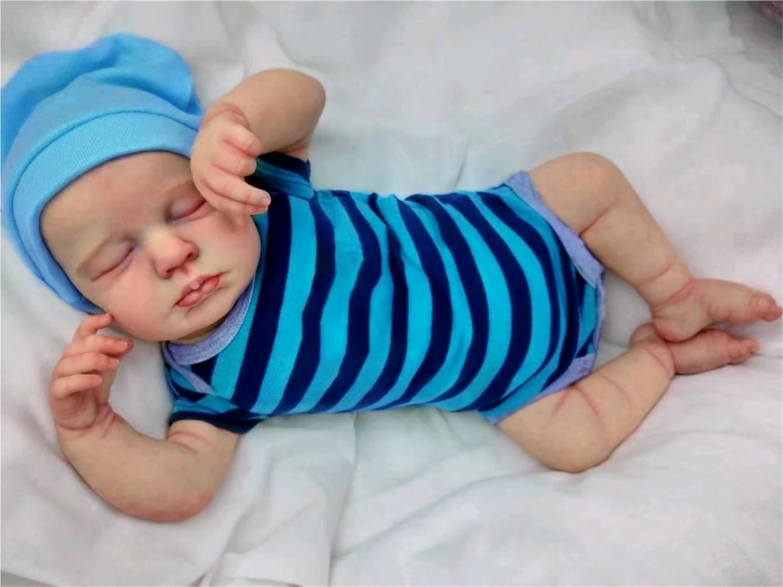19inch Reborn Baby Doll Loulou Newborn Baby Size Handmade 3D Skin Painted Hair Visible Veins Chrismtas Gift