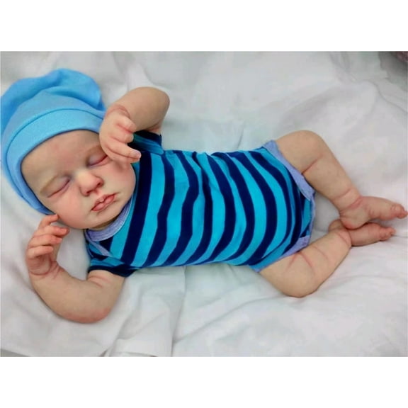 19inch Reborn Baby Doll Loulou Newborn Baby Size Handmade 3D Skin Painted Hair Visible Veins Chrismtas Gift
