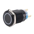 19mm 12-24V ON/OFF Black Waterproof Selflocking Latch Push Button Flate ...