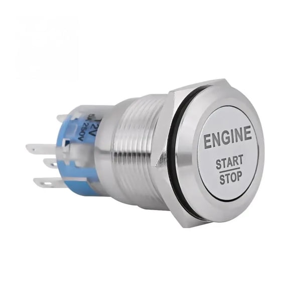 19mm 12V White Car Engine Start Stop Push Button Switch Silver/Black Color Car Ignition Switch