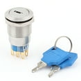 thumbnail image 1 of 19mm 6 Pin DPDT NO/NC 3 Positions Latching Keylock Switch, 1 of 3