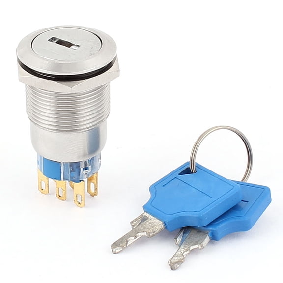 19mm 6 Pin DPDT NO/NC 3 Positions Latching Keylock Switch