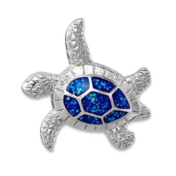 19mm 925 Sterling Silver Rhodium Plated Enameled Swimming Turtle Chain Necklace Slide Chain Necklace for Women and Men