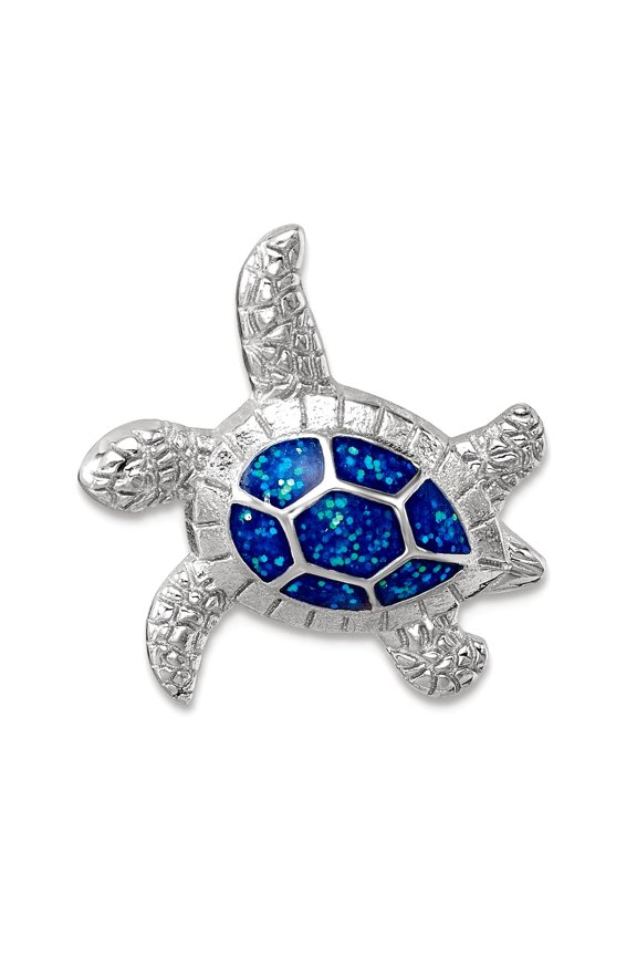 19mm 925 Sterling Silver Rhodium Plated Enameled Swimming Turtle Chain Necklace Slide Chain Necklace for Women and Men