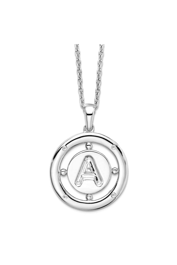 19mm 925 Sterling Silver Rhodium Plated White Ice Diamond Letter Name Personalized Monogram Initial A Necklace 18 Inch P