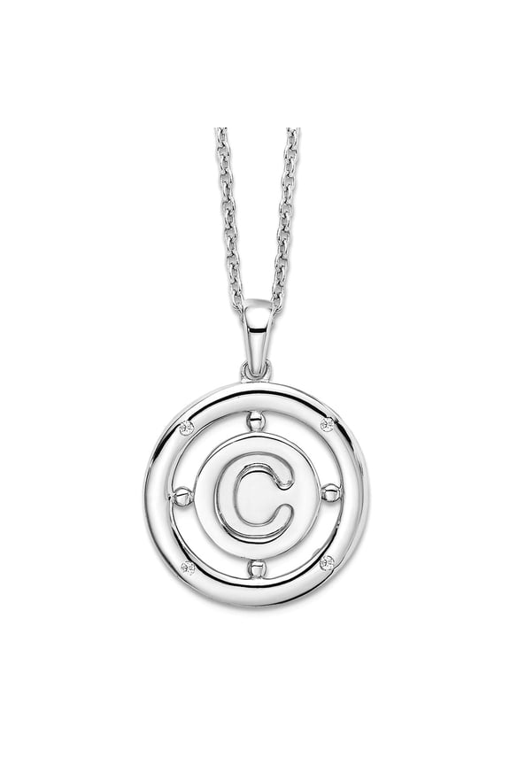 19mm 925 Sterling Silver Rhodium Plated White Ice Diamond Letter Name Personalized Monogram Initial C Necklace 18 Inch P