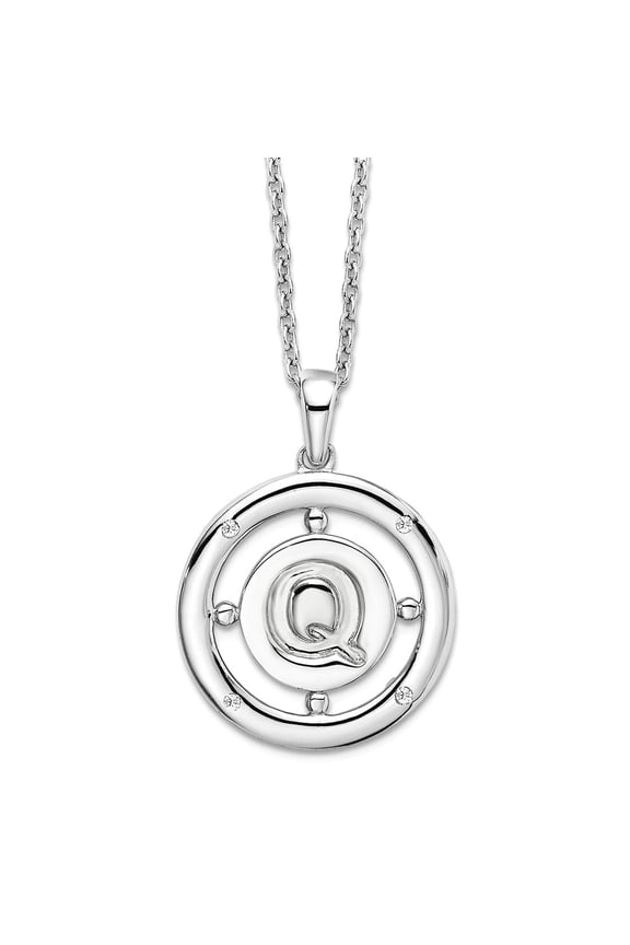 19mm 925 Sterling Silver Rhodium Plated White Ice Diamond Letter Name Personalized Monogram Initial Q Necklace 18 Inch P